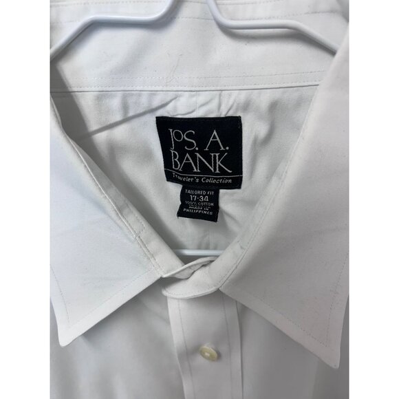 Jos. A. Bank Travelers Collection Mens White Dress Shirt 17.5-34 Tailored Fit Co - Picture 3 of 6